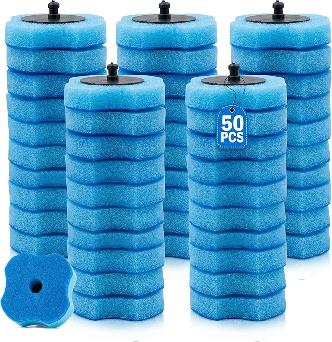 50PCS Toilet Bowl Wand Refills, Replacement Heads for Bathroom Washroom Cleaning Pads, Disposable Toilet Brush Refills Compatible with Household Brushes Scrubbers Cleaning Refill Pack Ocean Fresh