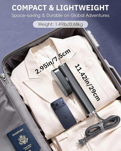 OGHom Steamer for Clothes, 110-240V Travel Steamer & Iron 2 in 1, 1000W Powerful Steam, Portable Handheld Garment Wrinkle Remover, 30s Fast Heat-Up with Dry& 2-Steam Control, for Global & Europe-Black