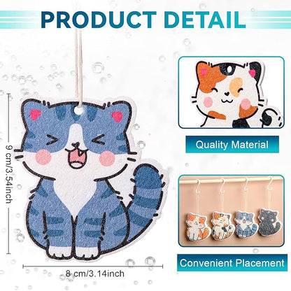8 Pcs Christmas Sponges Dish Scrubber, Cute Kitchen Scrub Dual Sided Dishwashing Sponge Reusable Cleaning for Kitchen Dishes Furniture (Cat)