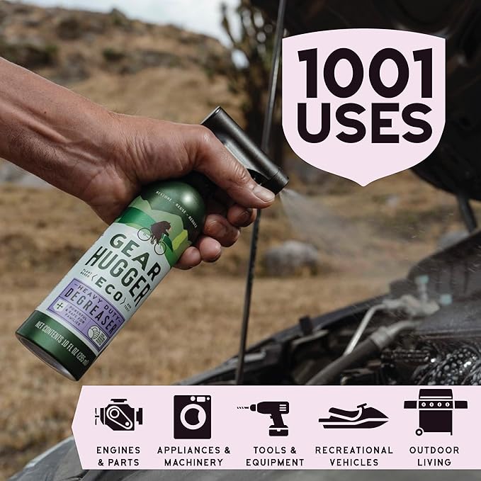 Gear Hugger Degreaser - Eco-Friendly (10 oz, Pack of 2), Degreaser Cleaner Spray - Oven Cleaner, Grill Cleaner & Brake Cleaner, Dissolves Grease & Grime - Plant-Based, No Petroleum, Non-Toxic, No PTFE