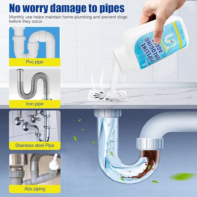 Pipeline Dredging Agent, Drain Clog Remover, Powerful Sink Drain Cleaner for Bathroom and Kitchen Sink Pipe Unclog (1PCS)