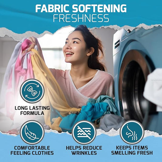 Dryer Sheets, 80 Bulk Loads - Laundry Fabric Softener Strips to Guard Against Static - Non Toxic for Sensitive Skin - Zero Waste and Plastic Free - Lightly Scented with Wrinkle Release Technology