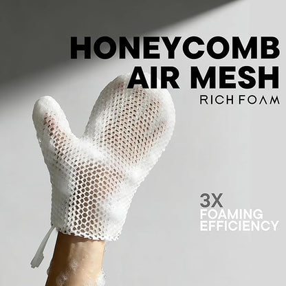 Bath Mitt - Exfoliating Glove, Honeycomb Body Scrubber,Massage Body Scrub Gloves for Home Spa,Mitt Sponges for Cleaning Body,Deep and Gentle,Fast foaming (White(Softer,Medium Size))