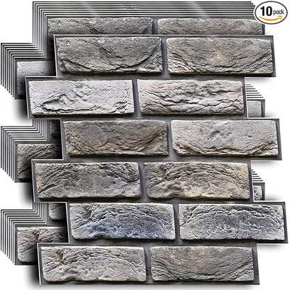 10 Pcs 3D Wall Panels Peel and Stick,Faux Brick,Waterproof Self Adhesive Decorative Wall Panelsfor Interior Wall Decor,Living Room,TV Background,Study Room.