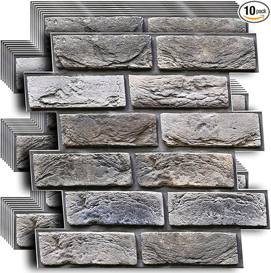 10 Pcs 3D Wall Panels Peel and Stick,Faux Brick,Waterproof Self Adhesive Decorative Wall Panelsfor Interior Wall Decor,Living Room,TV Background,Study Room.