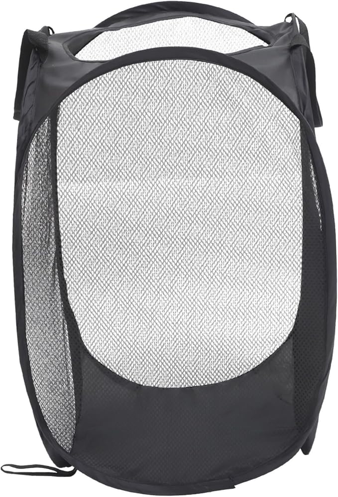 HEALLILY Large Capacity Laundry Basket Portable Laundry Bin Mesh Lid for Dorm Home Bathroom Washroom