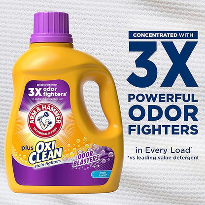 ARM & HAMMER Plus OxiClean Odor Blasters Fresh Burst,77 Loads Liquid Laundry Detergent,100.5 Fl oz,(Pack of 2)
