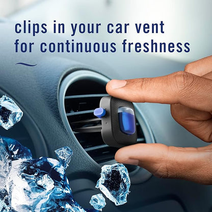 Febreze Car Air Freshener, Odor-Fighting Automotive Vent Clip, Scented Car Accessories, Long Lasting for Strong Odors, Platinum Ice Scent, 1 Count