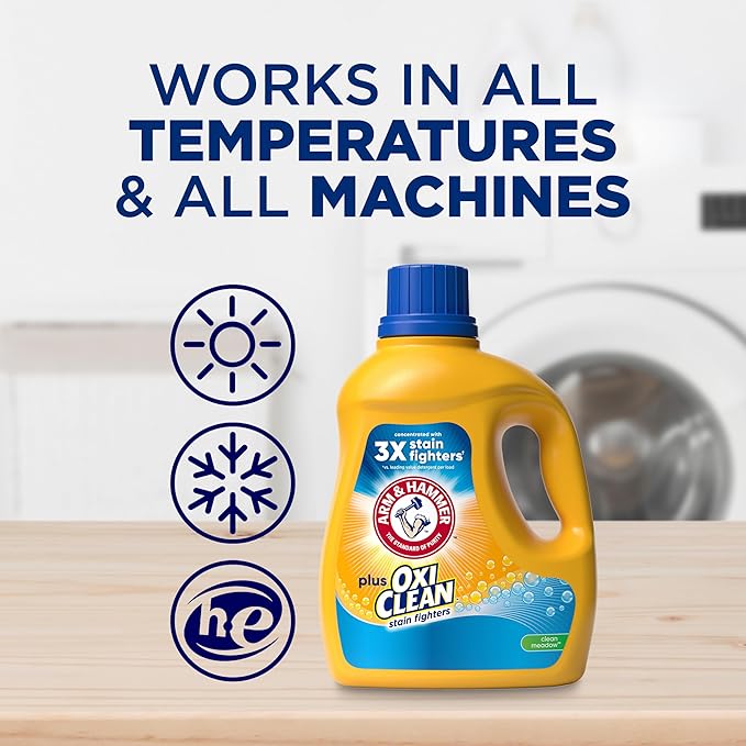 ARM & HAMMER Plus OxiClean Clean Meadow, 77 Loads Liquid Laundry Detergent, 100.5 fl oz