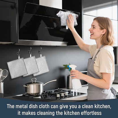3 Layers Non Scratch Wire Dish Cleaning Supplies 24PCS - Wire Dishwashing Rag Home Essentials-Reusable Steel Wool Scrubber Washcloths,Kitchen Towels and Dishcloths Set for Pans Sinks & Cookware