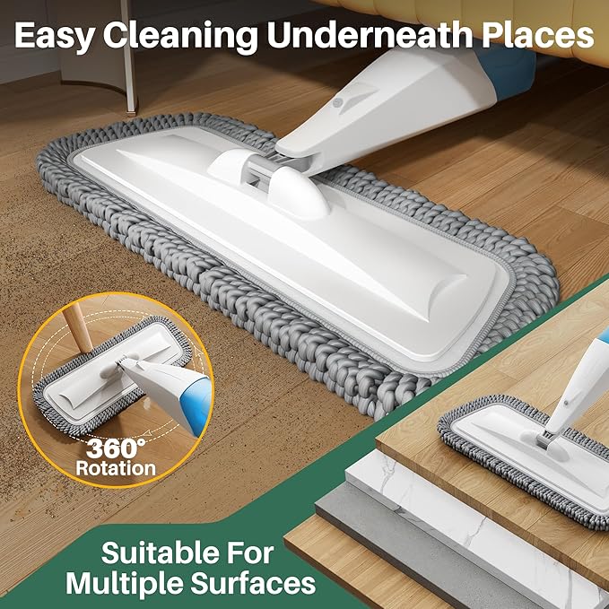 JOYMOOP Spray Mop for Floor Cleaning, Dry & Wet Microfiber Cleaner with 18oz Refillable Bottle and 2 Replacement Pads, for Home or Commercial Use