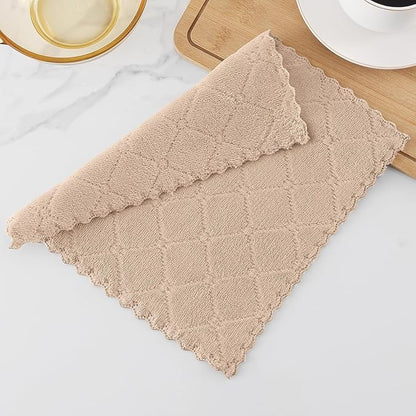 Homaxy 18 Pack Kitchen Dish Cloths (10 x 10 Inches, Tan), Super Soft and Absorbent Coral Velvet Dish Towels, Nonstick Oil Fast Drying Microfiber Cleaning Cloth, No Lint Household Dishcloths