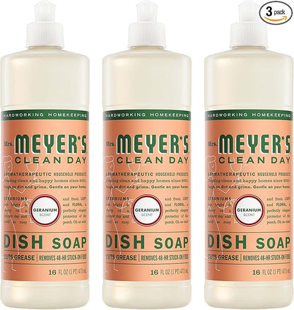 MRS. MEYER'S CLEAN DAY Dish Soap, Geranium, 16 fl oz (Pack of 3)