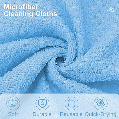 LIVOS Microfiber Cleaning Cloth Roll - 80 Pack, Reusable Paper Towels, Microfiber Towels for Cars, Super Absorbent Lint Free Cleaning Rags for House, Kitchen, Window-Light Blue, 11.5"x11.5"
