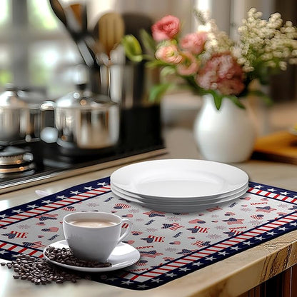 4th of July Dish Drying Mats for Kitchen Counter Patriotic Independence Day Kitchen Dishes Dryer Pad Stars Absorbent Dish Mat Microfiber Washable Foldable Reusable Large 18x24 in