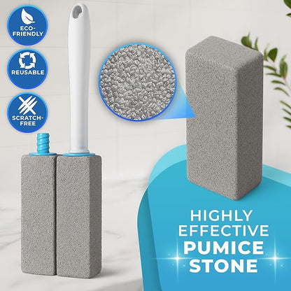 Pumice Stone Toilet Bowl Cleaner with Handle (6-Pack) – Hard Water Stain & Toilet Ring Remover – Natural Volcanic Stone Cleaner