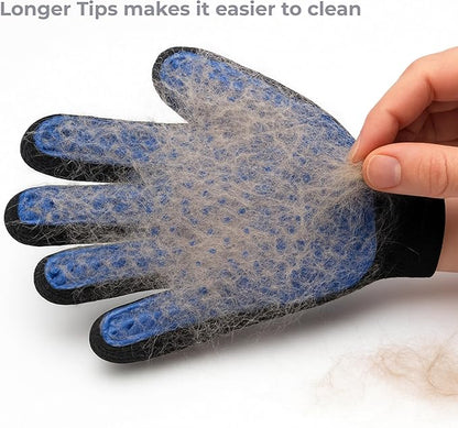 Pet Hair Removal Glove for Dogs & Cats, Pet Grooming Glove – 2-in-1 Deshedding & Massage Mitt – Soft Silicone Tips – Left & Right Hand Set + Bonus Detail Tool