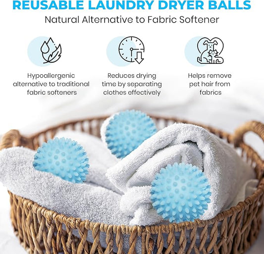 Handy Laundry Reusable Laundry Dryer Balls - A Natural Alternative to Fabric Softener, Reduce Drying Time and Save on Energy, Soft Fluffy Clothes, Fewer Wrinkles, Less Static Cling (Pack of 6)