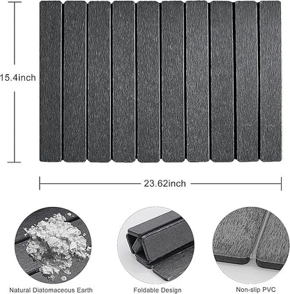 Stone Drying Mat for Kitchen Counter, 24"L x 16" W Quick Stone Dish Drying Mat Diatomaceous Earth Super Fast Absorbent Collapsible Countertop Kitchen Mats Grey