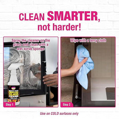 Quick 'n Brite Fireplace Glass Cleaner Kit – Heavy-Duty 16oz Cleaner with Scraper Tool, Melamine & Scrubber Sponges, Microfiber Towel – Glass, Wood Stove & Fireplace Door Cleaning - Made in the USA