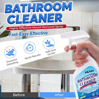 NUAN Bathroom Descaler Foam Cleaner, Hard Water Stain Remover Spray for Shower, Toilet, Sink, Tile, Grout, Limescale Buildup Remover, 16.9 Fl Oz