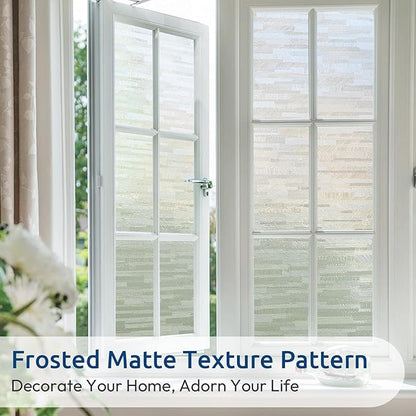 rabbitgoo Window Privacy Film, No Glue Frosted Glass Film, Static Cling UV Blocking Non Adhesive Reusable Heat Control Window Vinyl Clings for Home, Office, Frosted Silk, 29.5 x 78.7 Inches