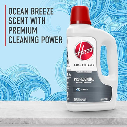 Hoover Prime Professional Carpet Cleaner Solution, 50 oz., Ocean Breeze Scent, Powerful Shampoo Solution, Remove Tough Stains, Pair Carpet Cleaner Machine, (Pack of 2)