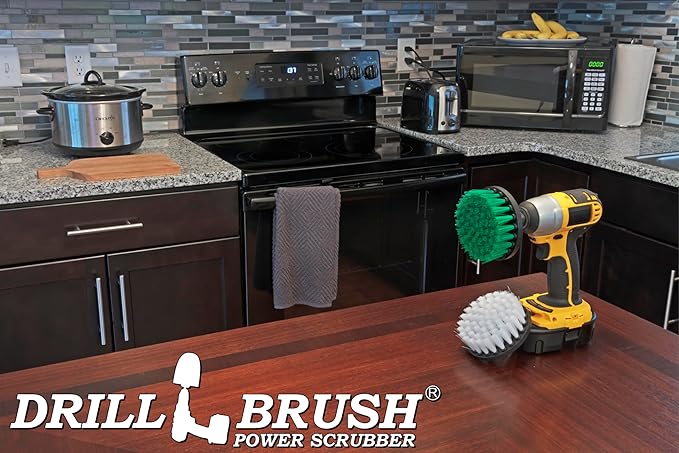 Cleaning Supplies - Kitchen Accessories - Drill Brush - Grout Cleaner - Indoor/Outdoor Spin Brush Cleaning Kit - Stove, Oven Rack, Counters, Flooring - Bathroom Accessories - Scrub - Shower Curtain