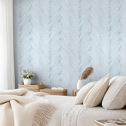 Modern Peel and Stick Wallpaper Boho Blue Contact Paper 17.3"x 200" Self-Adhesive Waterproof Neutral Wallpaper Vinyl Roll for Bathroom Bedroom Cabinets Décor