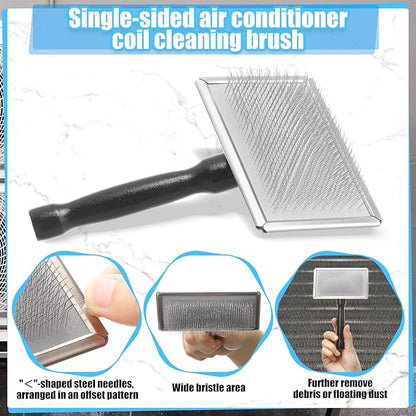 8 Pcs Air Conditioning Fin Cleaner Set HVAC Coil Cleaning Brush Condenser Fin Straightener Evaporator Coil Cleaner AC Comb Condenser Split Cleaning Kit Fridge Radiator Tool (Black,Large)