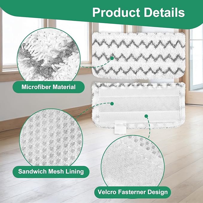 4 Pack Steam Mop Replacement Pads Compatible with Shark Steam Mops S1000/S1000A/S1000C/S1000WM/S1001C, Microfiber Steam Mop Pad, Washable & Reusable Cleaner Pads