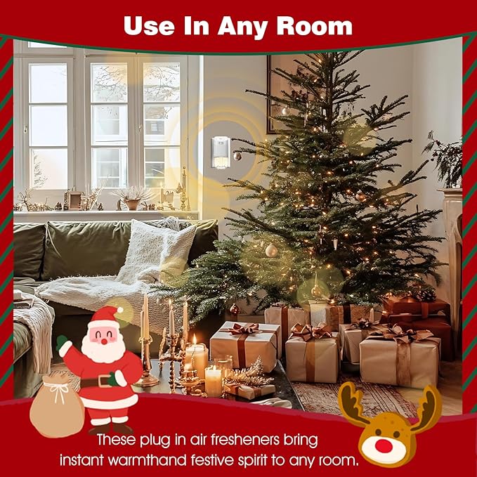 Plug-in Air Freshener Refill Starter Kit - 12 Winter Scents & 1 Warmer, Wall Plug Refills, Gingerbread, Santa’s Cookies, Apple Cider, Orange Cinnamon, Warm Bonfire, Balsam Cedar, for Home & Bathroom