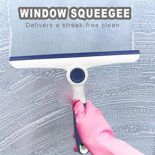 NBGYTECH Window Squeegee Household Cleaning Scraper Handheld Squeegee for Shower Glass Door Mirror Car Windshield (Blue Plastic Handle)