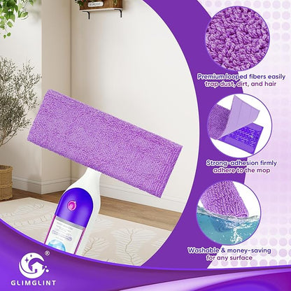 GLIMGLINT 16 Pack Reusable Microfiber Mop Pads Compatible with Swiffer PowerMop, 13 ''-15 '' Spray Mop- Washable Pads for Multi-Surface Floor Cleaning