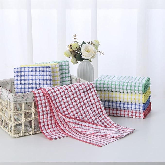 Oeleky Dish Towels for Kitchen, Cotton Kitchen Towels for Drying Dishes Pack of 8 (Multi B, 15X26 inches)