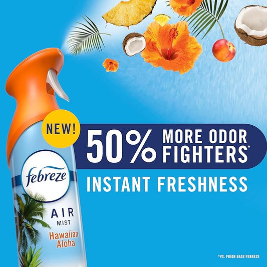 Febreze New & Improved Air Mist Bora Bora Waters, Air Freshener, Home and Kitchen Essentials, Odor Fighting Room Spray (Pack of 6)