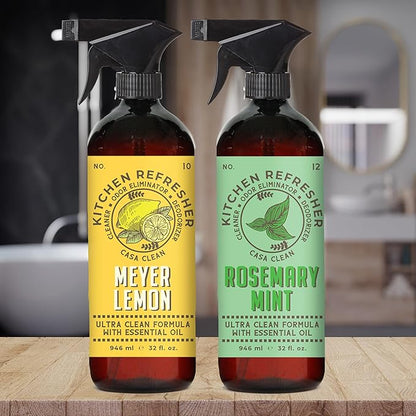 Casa Clean Multi-Purpose Cleaners, Meyer Lemon and Rosemary Mint, Ultra Clean Formula with Essential Oil, 32oz 4 pack. Home and Body Company