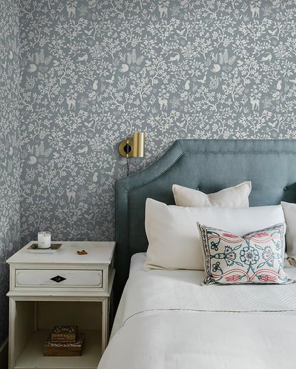 Timeet Modern Floral Wallpaper Peel and Stick Wallpaper Cats/Birds/Trees Wall Paper 16.14"x393.7" Flower Contact Paper Self Adhesive Removable Vinyl for Bedroom Living Room Wall Decor