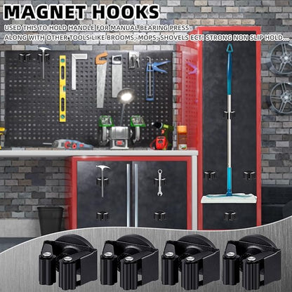 Vercraft 8 Pcs Magnetic Mop Broom Holder Movable Magnetic Broom Holder Rack, Anti Slip Wall Mounted Utility for Cleaning Tools, Garage, Kitchen, Laundry, Garden (Black)