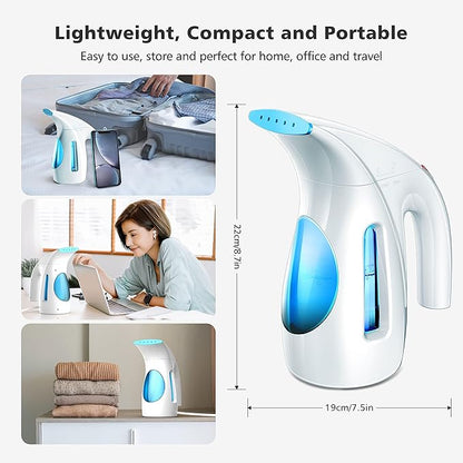 HiLIFE Steamer for Clothes, Portable Handheld Clothing Steamer, 240ml Big Capacity, 700W, Strong Power, Fabric Quick Wrinkle Remover for Home, Office, Travel (ONLY FOR 120V)-Maya Blue