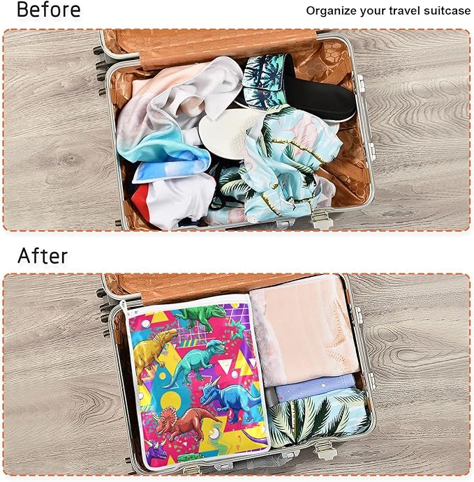 Mesh Laundry Bags Lingerie Bags for Washing Delicates 2 PCS Durable Wash Bag with Zipper Small and Medium Washable Bright Colorful Geometric Dinosaurs