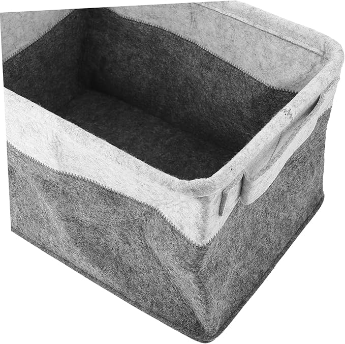 DECHOUS Folding Felt Storage Basket Handles Multifunctional Laundry Hamper Dirty Clothes Organizer Woven Storage Bin for Bedroom and Home Use