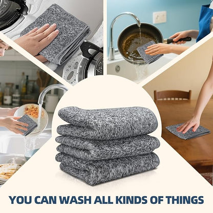 Kitchen Dish Cloths Set, Absorbent Cotton Cleaning Rags, 10Pack (Gray)