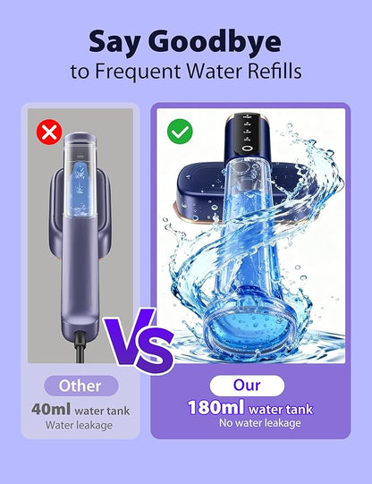 Travel Steamer for Clothes with 180 ml Water Tanks,15s Fast Heat-up,24 g/min Strong Steam Performance, Portable Garment Steamer with Touch Control, LED Display, Steam Iron(Blue Gold)