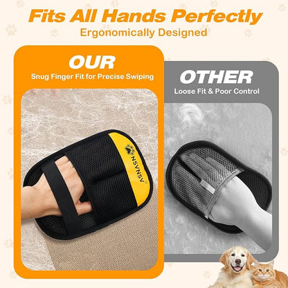 NSVNSV Pet Hair Removal Glove for Cats Dogs, Washable Reusable Animal Fur Removal Tool, Hair Retention Powerful Cat Grooming Gloves for Couch, Furniture, Carpet, Car Seat, Ease of Use