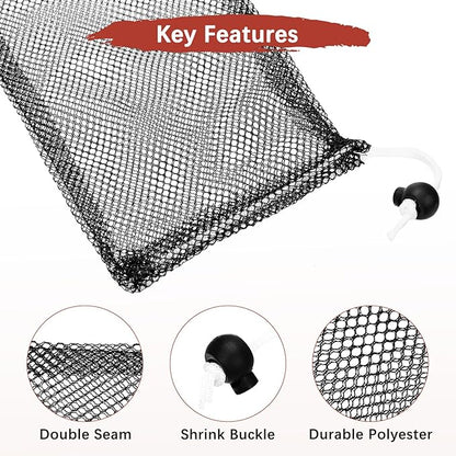 6 x 8 in Small Mesh Laundry Bags with Drawstring [6PCS] - Durable Mesh Bags with Cord Lock for Laundry & Soap &Small Balls - [Black]