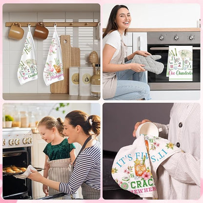 Mahjong Gifts Kitchen Towels, 4PCS Mah Jongg Gifts Dish Towels for Cooking Cleaning, Mahjong Accessories Absorbent Tea Towel with Hanging Loop for Home Decor(16 X 24 Inches)