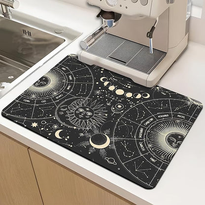 Dish Drying Mat for Multiple Usage. Super Absorbent, Easy clean, Quick dry, Cocina Accesorios for Kitchen Counter or Faucet Sink, Coffee bar, Refrigerator or Air fryer liners, 2 Pack sunmoon