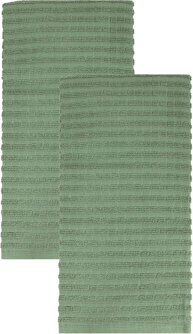 Ritz Royale Collection 100% Combed Terry Cotton, Highly Absorbent, Oversized Kitchen Towel Set, 28" x 18", 2-Pack, Solid, Juniper