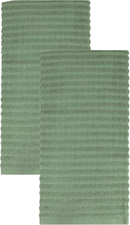 Ritz Royale Collection 100% Combed Terry Cotton, Highly Absorbent, Oversized Kitchen Towel Set, 28" x 18", 2-Pack, Solid, Juniper